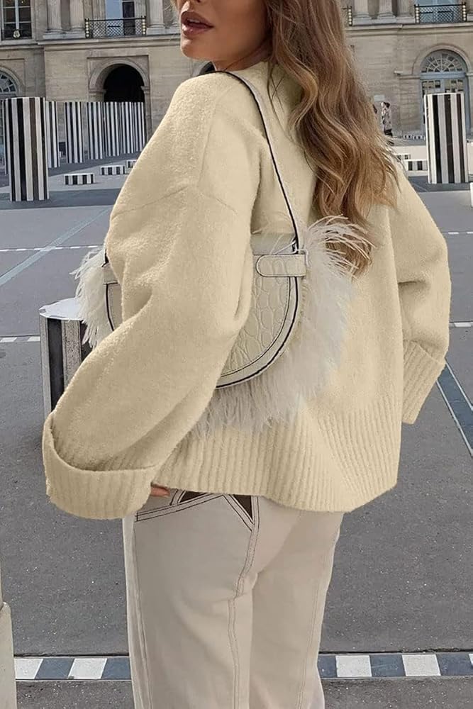Women Fall Oversized Sweaters Y2k Long Sleeve Knit Fuzzy